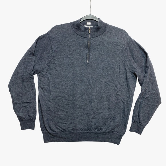 Peter Millar Other - Peter Millar Sweater Mens XL Dark Gray Merino Wool Lyocell Pullover Quarter Zip